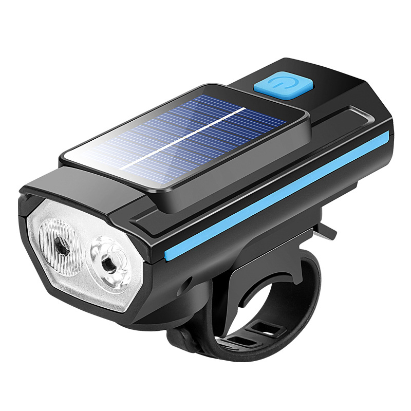 HARONBK prednja biciklistička svjetiljka sa solarnim napajanjem, rog i zvono, snažna LED svjetiljka za noćnu vožnju po planinama