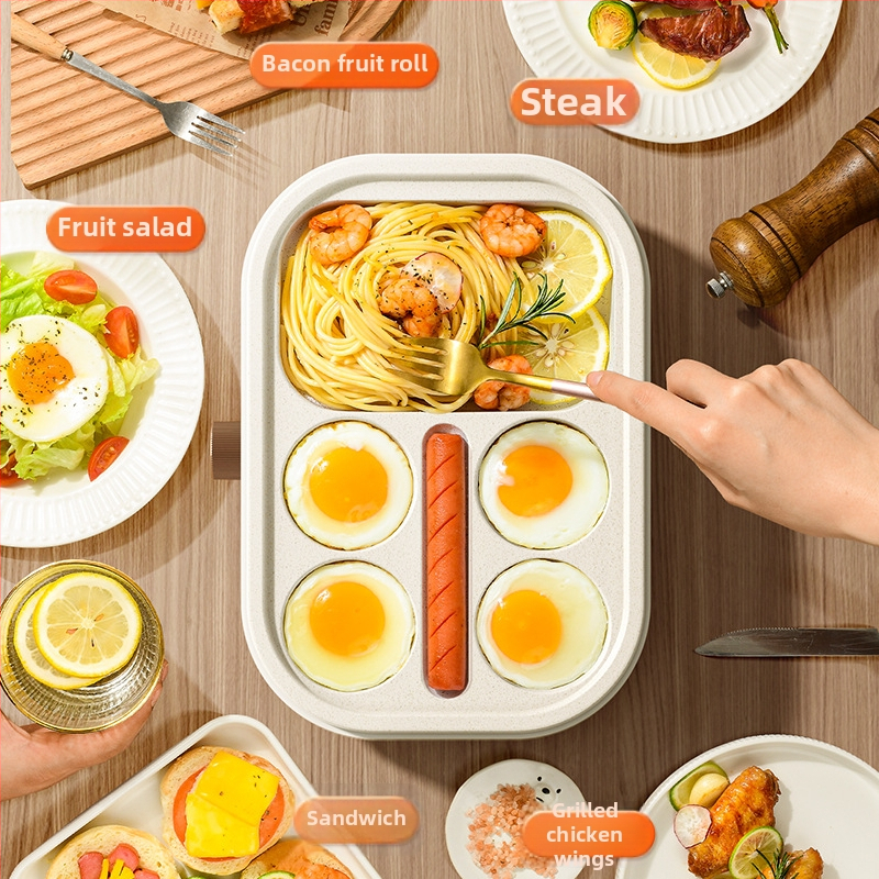 Oiran tava za jaja burger s četiri rupe, non-stick, aluminijska legura, kompatibilna s indukcijom, stakleni poklopac
