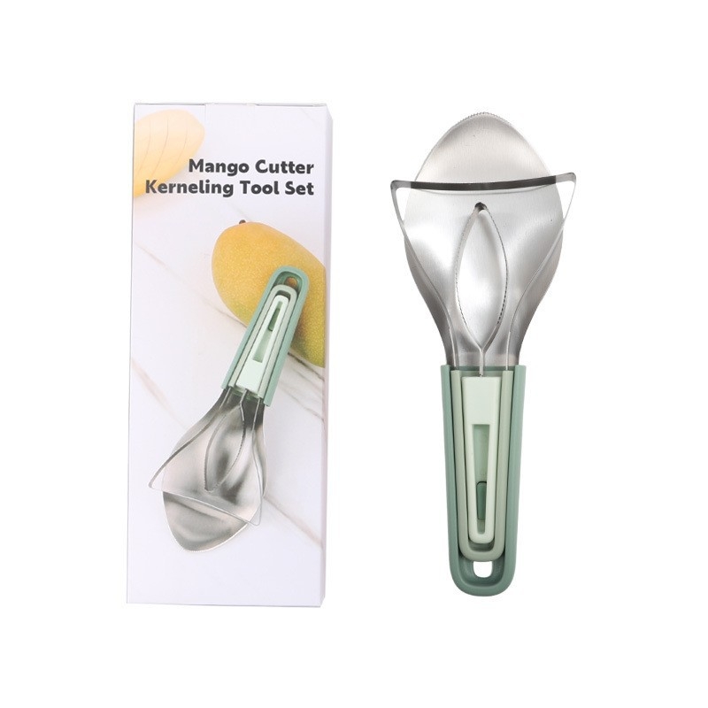 KITMAK Divizor de fructe pentru mango – Lingură de mango și Decupător de sâmburi, materiale PP și oțel inoxidabil, Stil modern minimalist