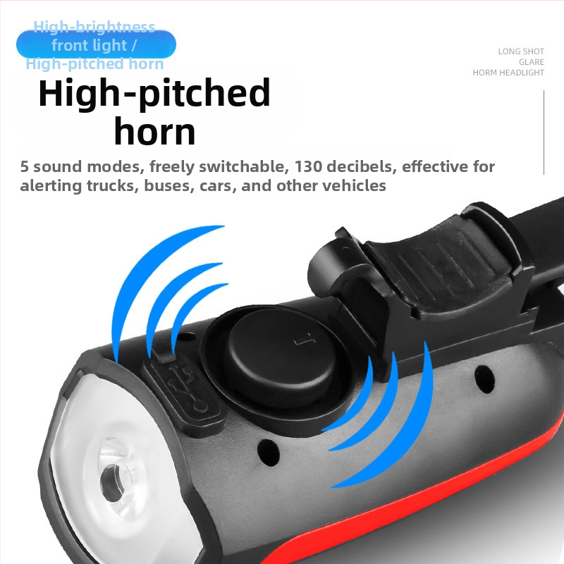 Prednja svjetiljka za bicikl s rogom 7588 – punjiva USB-C, montaža remenom, za noćnu vožnju