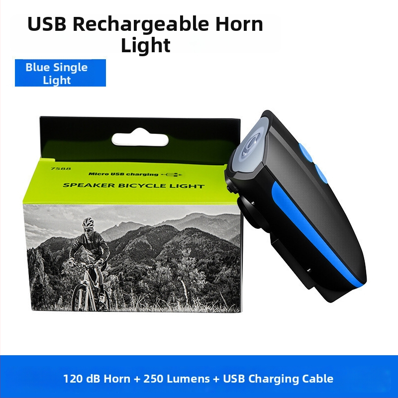 Prednja svjetiljka za bicikl s rogom 7588 – punjiva USB-C, montaža remenom, za noćnu vožnju