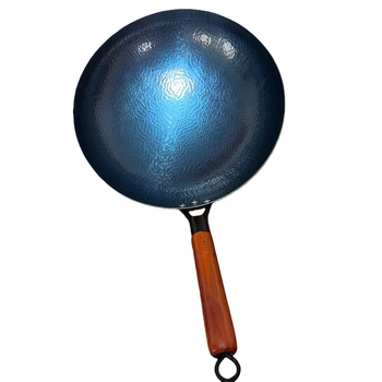 Wok od nepremazanog željeza, s dnom od kovanog željeza, pogodan za plinsku ploču, težina 1,3 kg