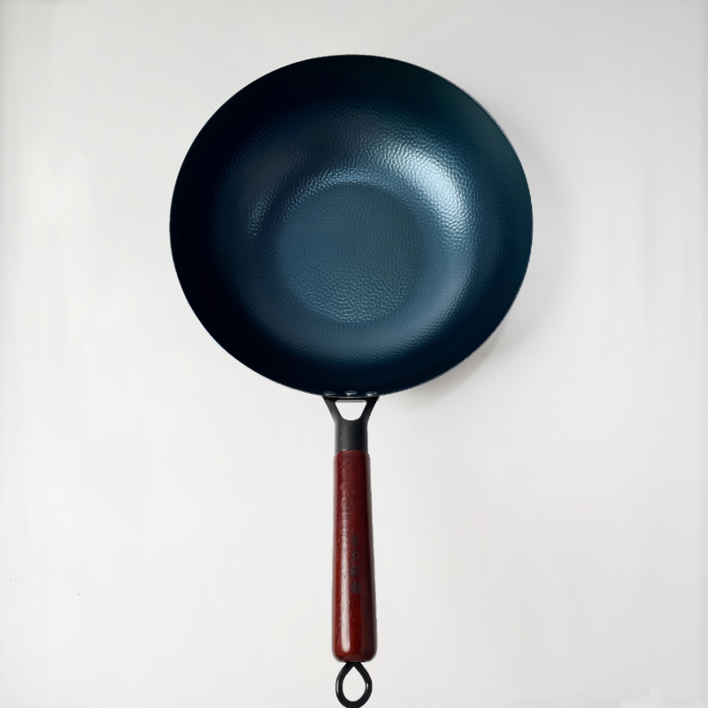 Wok od nepremazanog željeza, s dnom od kovanog željeza, pogodan za plinsku ploču, težina 1,3 kg