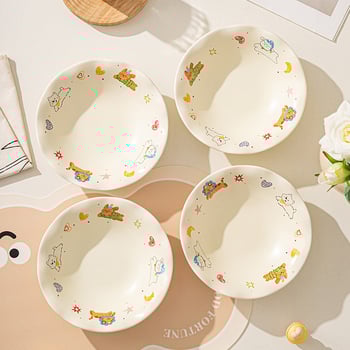 Tava ceramică pentru air fryer cu mâneri duble, model desen animat, formă neregulată