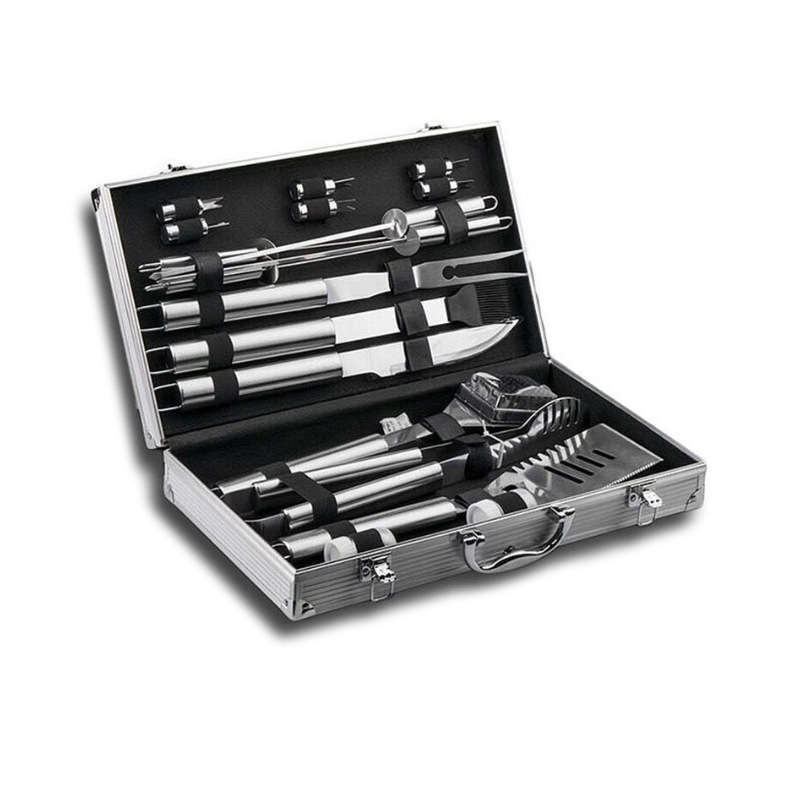 Set de unelte pentru grătar cu cuțit, clemă, perie, furcă și lopată - oțel inoxidabil, Yongfa