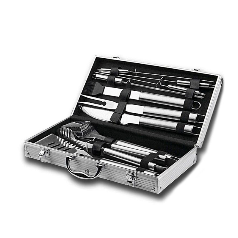 Set de unelte pentru grătar cu cuțit, clemă, perie, furcă și lopată - oțel inoxidabil, Yongfa