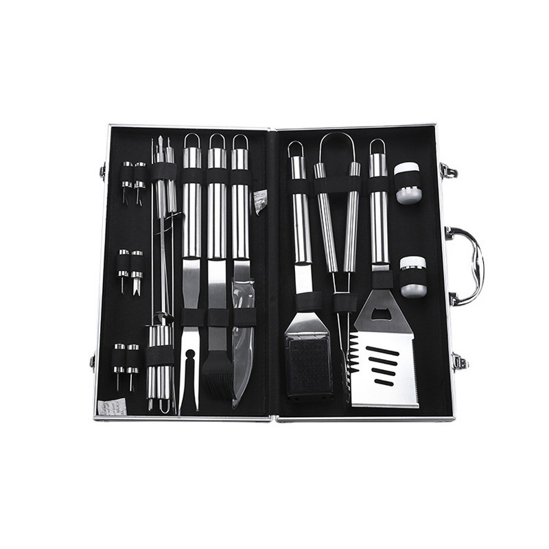 Set de unelte pentru grătar cu cuțit, clemă, perie, furcă și lopată - oțel inoxidabil, Yongfa