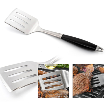 4-dijelni set barbecue alata za vanjsku upotrebu, nehrđajući čelik, šarene drvene ručke; uključuje klip za hranu, četku i 2 lopatice