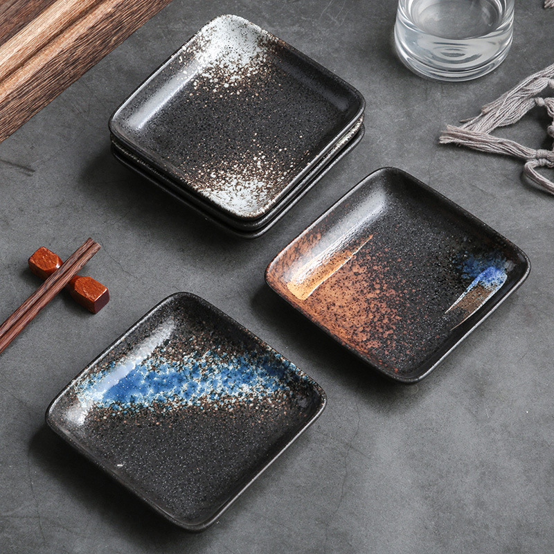 Κεραμική τετράγωνη πιάτέλα, ριγέ σχέδιο, ιαπωνικό στυλ, ασφαλής για φούρνο μικροκυμάτων