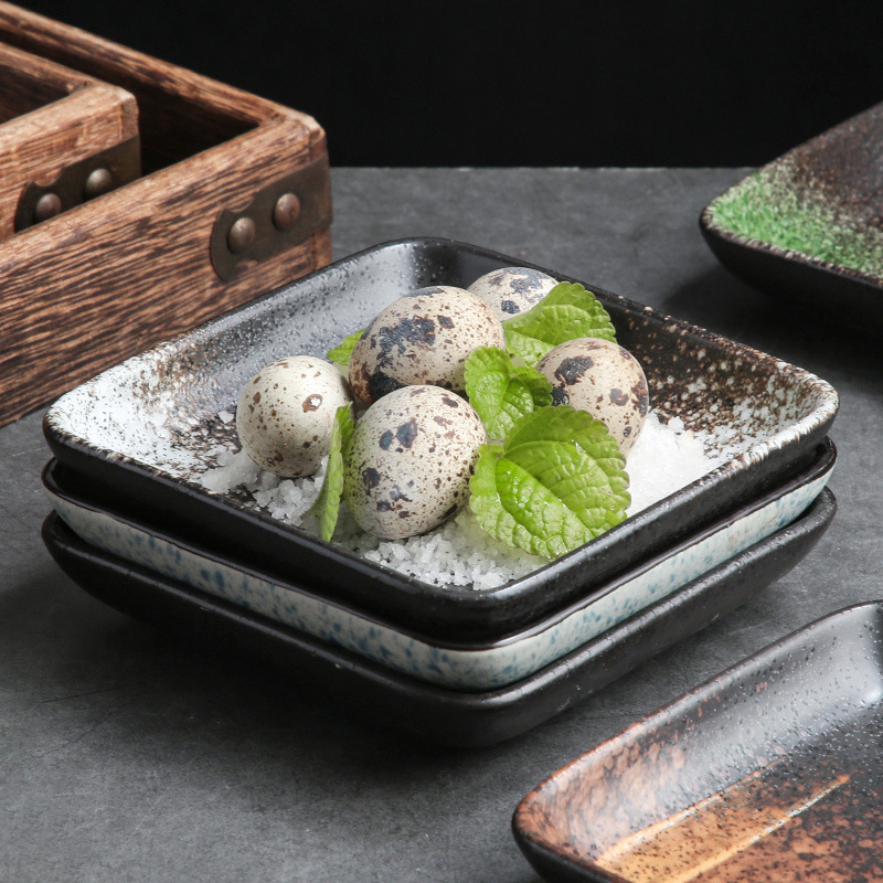 Κεραμική τετράγωνη πιάτέλα, ριγέ σχέδιο, ιαπωνικό στυλ, ασφαλής για φούρνο μικροκυμάτων