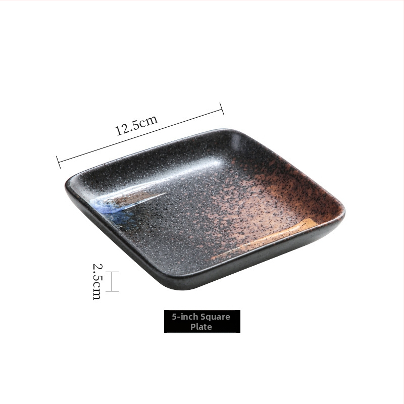 Κεραμική τετράγωνη πιάτέλα, ριγέ σχέδιο, ιαπωνικό στυλ, ασφαλής για φούρνο μικροκυμάτων