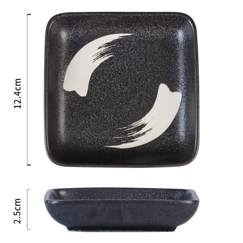 Κεραμική τετράγωνη πιάτέλα, ριγέ σχέδιο, ιαπωνικό στυλ, ασφαλής για φούρνο μικροκυμάτων