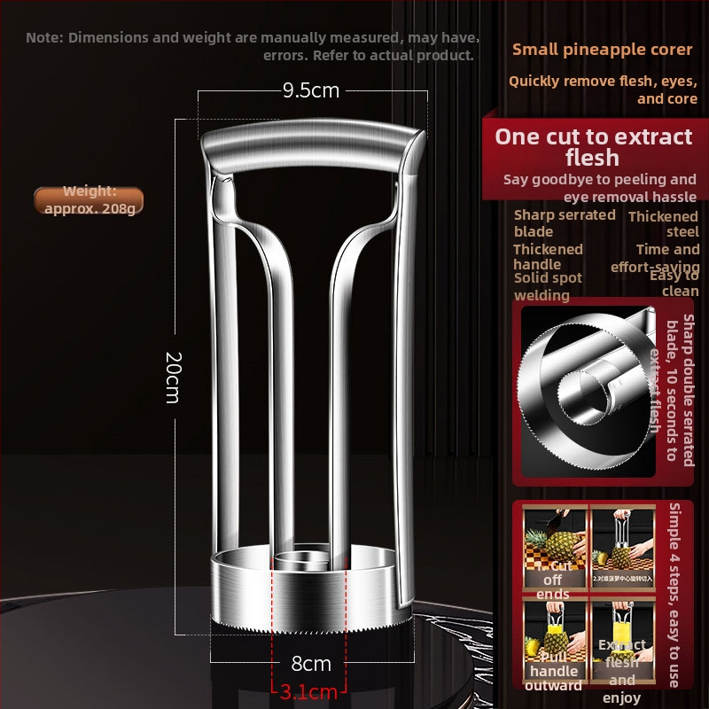 Odstraňovač jadierok ananásu a extraktor dužiny, 304 nerezová oceľ, úspora námahy, viacúčelový, moderný minimalistický dizajn