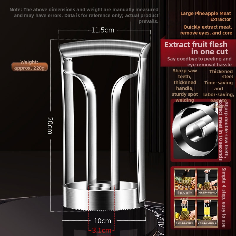Odstraňovač jadierok ananásu a extraktor dužiny, 304 nerezová oceľ, úspora námahy, viacúčelový, moderný minimalistický dizajn