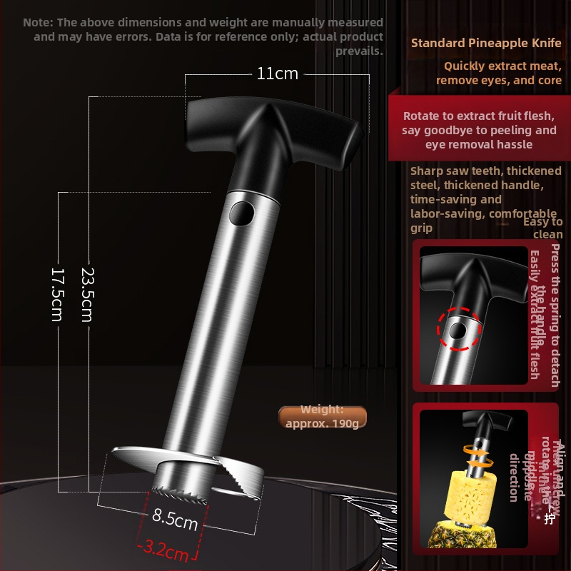Odstraňovač jadierok ananásu a extraktor dužiny, 304 nerezová oceľ, úspora námahy, viacúčelový, moderný minimalistický dizajn