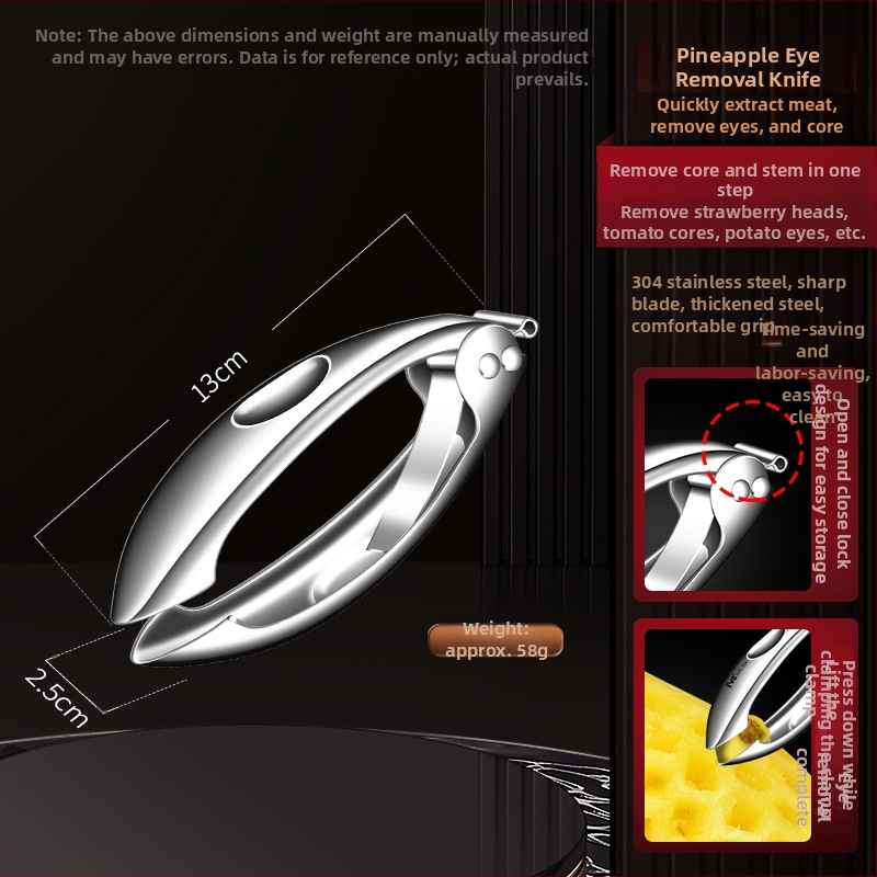Odstraňovač jadierok ananásu a extraktor dužiny, 304 nerezová oceľ, úspora námahy, viacúčelový, moderný minimalistický dizajn