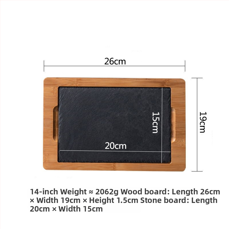 Δίσκος σερβιρίσματος από πέτρινη πλάκα με μπαμπού επέκταση, στρογγυλός, από πεύκο, μοντέρνο μινιμαλιστικό στυλ, δυνατή προσαρμογή και εκτύπωση λογοτύπου