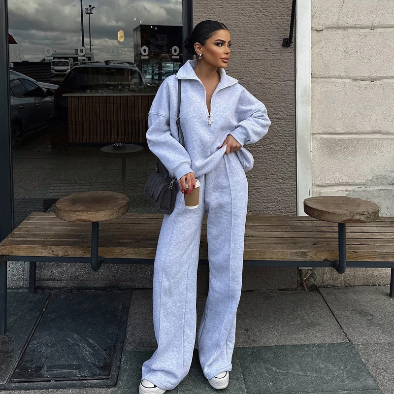Dva komada ženski casual set: patchwork kardigan pulover i hlače, poliester, jesen 2025, gradski stil