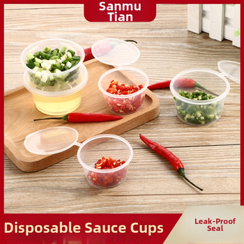 Marakuja: jednorazové poháriky na omáčku a krabička na donášku, mikrovlnná bezpečnosť, tlačené logo, prispôsobiteľné, potravinárske PP