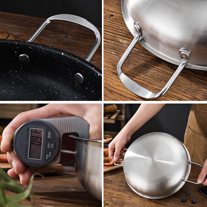 Korejskog stila, nehrđajući čelik s neprijanjajućim premazom – lonac za juhu i suhi lonac s staklenim poklopcem