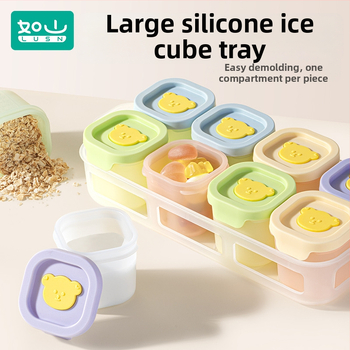 Tavă din silicon pentru hrana bebelușilor, porții independente, set de 2, pentru congelare și gătire la abur, Lusn/Rushan, potrivită pentru copii peste 12 luni