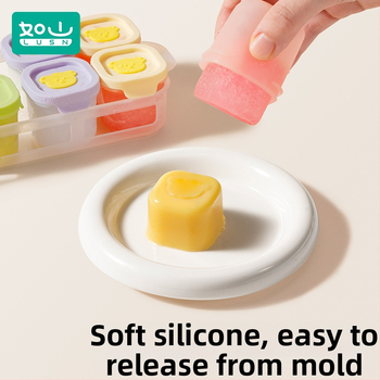 Tavă din silicon pentru hrana bebelușilor, porții independente, set de 2, pentru congelare și gătire la abur, Lusn/Rushan, potrivită pentru copii peste 12 luni