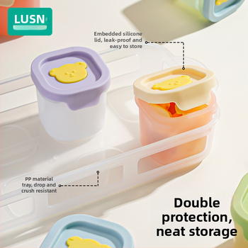 Tavă din silicon pentru hrana bebelușilor, porții independente, set de 2, pentru congelare și gătire la abur, Lusn/Rushan, potrivită pentru copii peste 12 luni