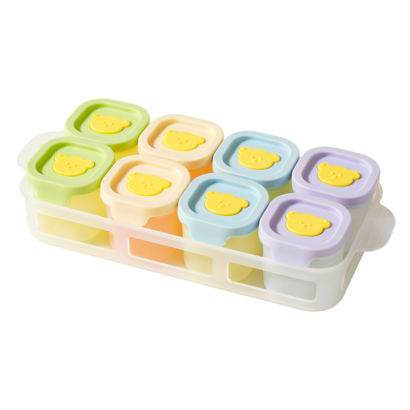Tavă din silicon pentru hrana bebelușilor, porții independente, set de 2, pentru congelare și gătire la abur, Lusn/Rushan, potrivită pentru copii peste 12 luni