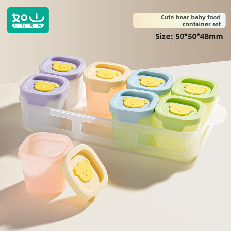 Tavă din silicon pentru hrana bebelușilor, porții independente, set de 2, pentru congelare și gătire la abur, Lusn/Rushan, potrivită pentru copii peste 12 luni