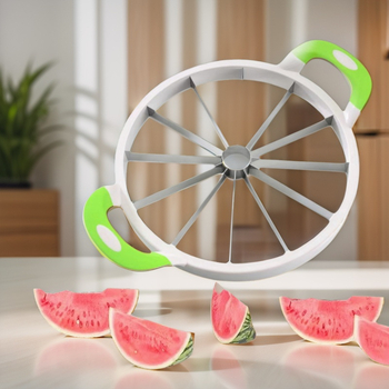 Cuțit de pepene cu mâner din cauciuc și lamă din oțel inoxidabil 430 – Divizor de fructe multifuncțional, design modern minimalist