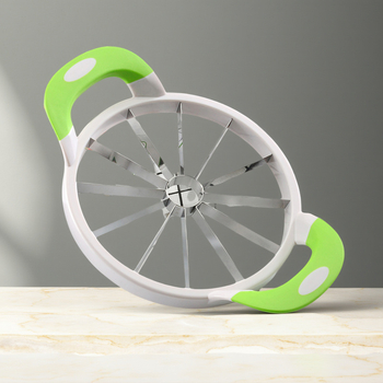 Cuțit de pepene cu mâner din cauciuc și lamă din oțel inoxidabil 430 – Divizor de fructe multifuncțional, design modern minimalist