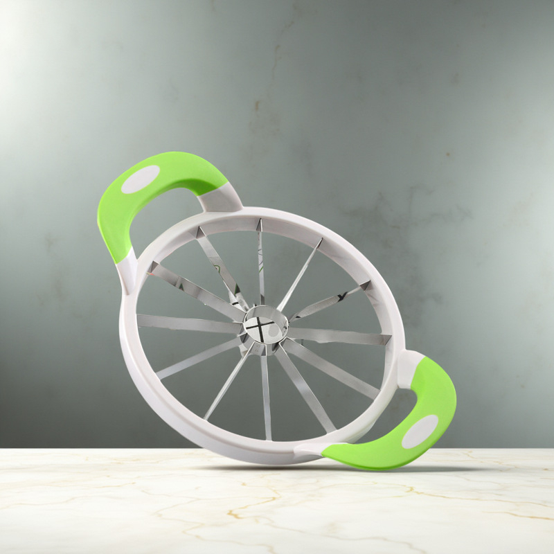 Cuțit de pepene cu mâner din cauciuc și lamă din oțel inoxidabil 430 – Divizor de fructe multifuncțional, design modern minimalist