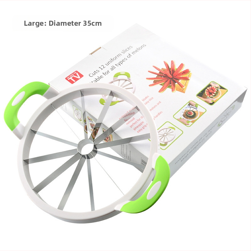 Melónový krájač s gumovou rukoväťou a čepeľou z 430 nerezovej ocele – Viacúčelový delič ovocia, moderný minimalistický dizajn
