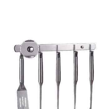 Стенно монтирана закачалка-органайзер от неръждаема стомана за кухня и баня, без пробиване, един ред (Материал: неръждаема стомана; Носимост: 30 кг; Покритие: полиране; Стил: лек лукс)