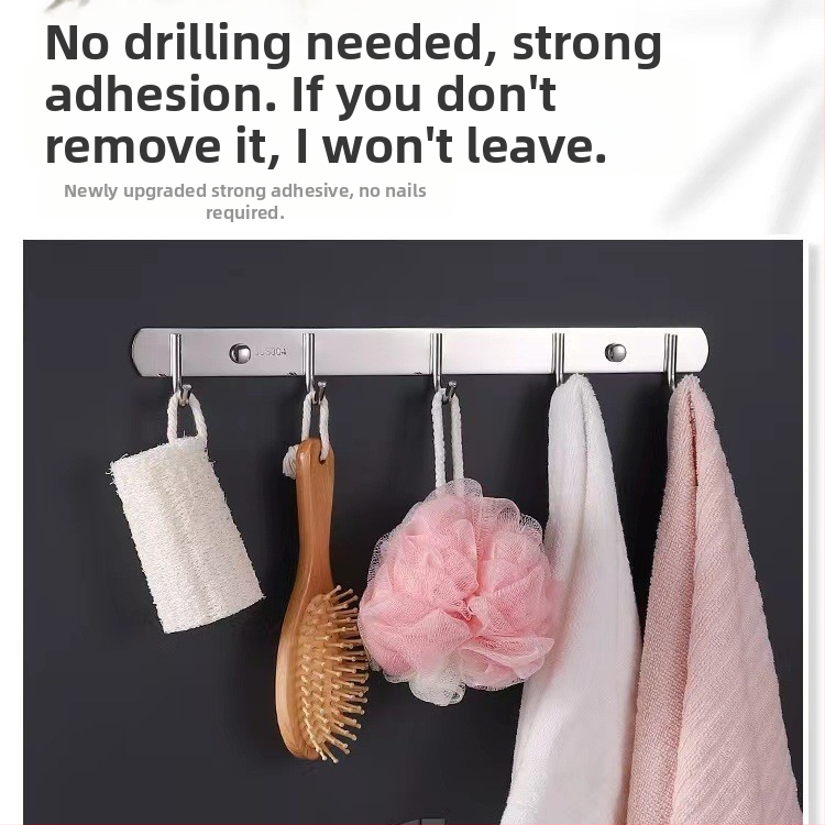 Nerezová oceľová vešiaková skrinka na stenu pre kuchyňu a kúpeľňu, bez vŕtania, jednoradový dizajn (Materiál: nerezová oceľ; Nosnosť: 30 kg; Povrchová úprava: leštenie; Štýl: ľahký luxus)