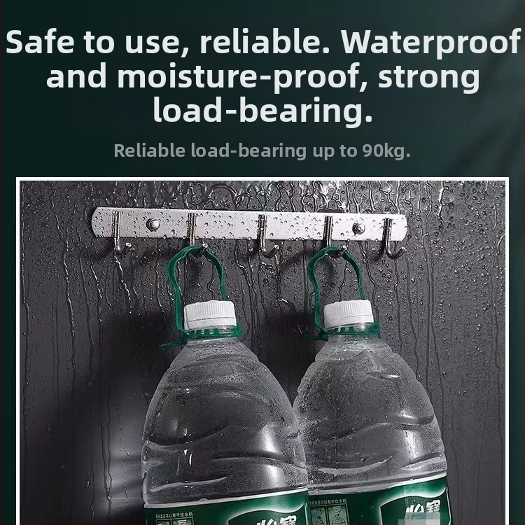 Nerezová oceľová vešiaková skrinka na stenu pre kuchyňu a kúpeľňu, bez vŕtania, jednoradový dizajn (Materiál: nerezová oceľ; Nosnosť: 30 kg; Povrchová úprava: leštenie; Štýl: ľahký luxus)