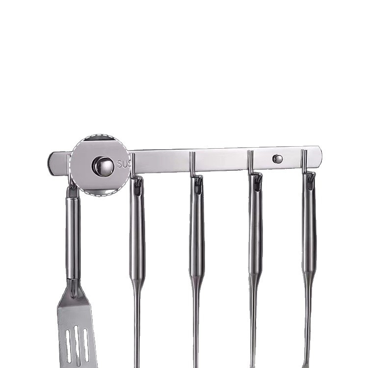 Стенно монтирана закачалка-органайзер от неръждаема стомана за кухня и баня, без пробиване, един ред (Материал: неръждаема стомана; Носимост: 30 кг; Покритие: полиране; Стил: лек лукс)