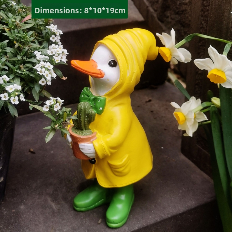 Kačacia ozdoba na záhradu – ručne maľovaná socha zo syntetickej živice, vhodná pre dvor, terasu a balkón, odolná voči poveternostným vplyvom