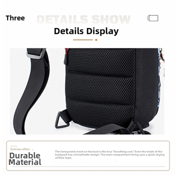 Férfi mellkas táska, vízálló, 8 hüvelykes laptop rekesz, poliészter, anime minta, Fagers