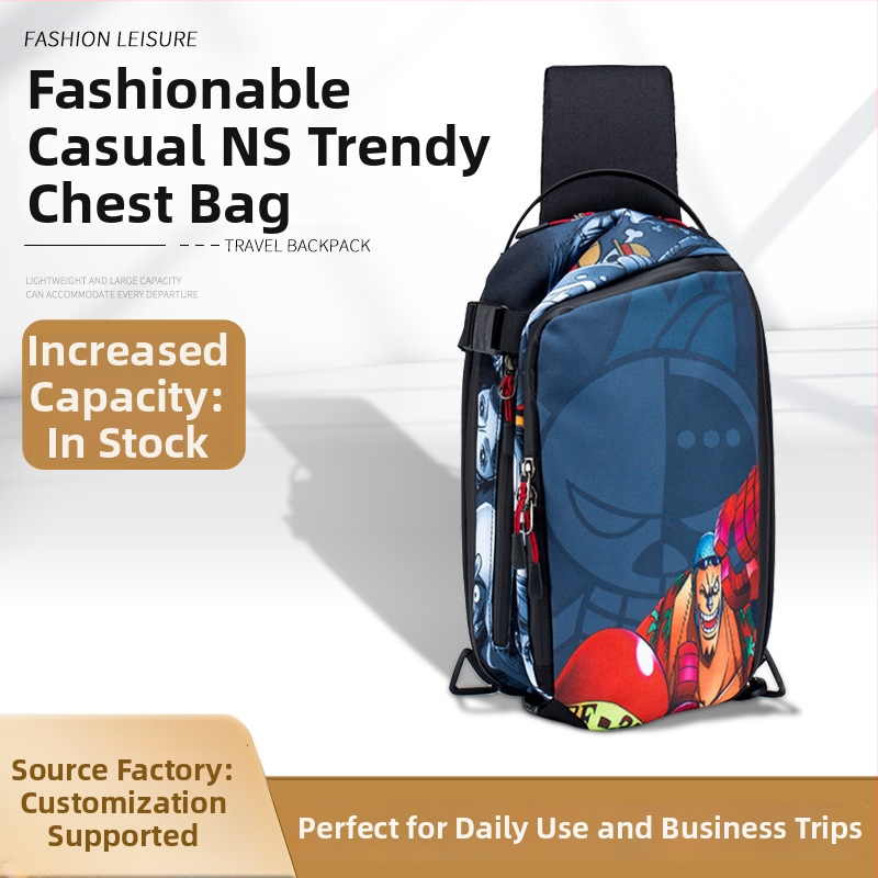 Férfi mellkas táska, vízálló, 8 hüvelykes laptop rekesz, poliészter, anime minta, Fagers