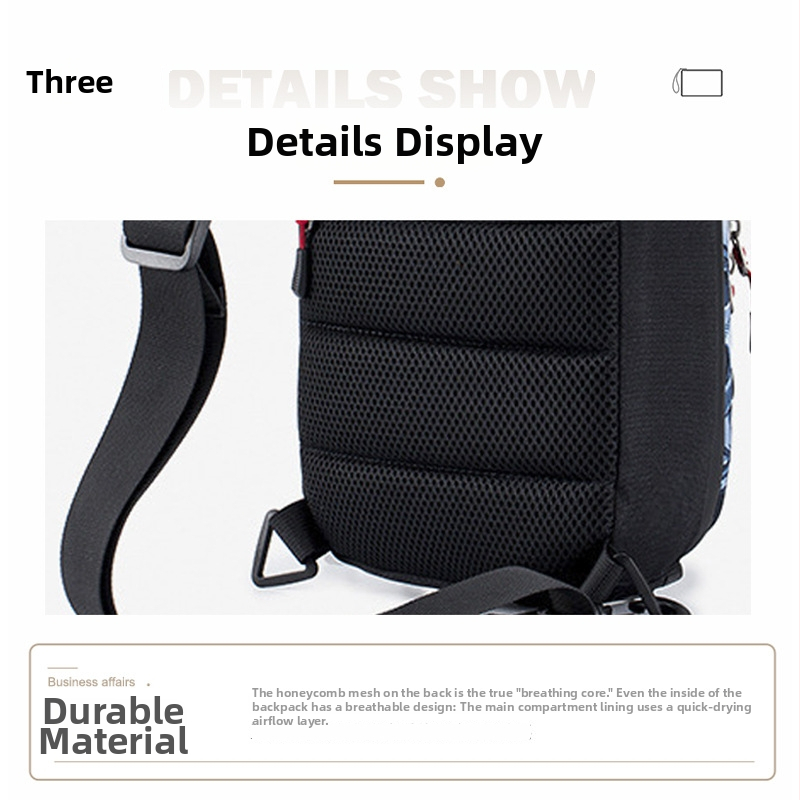 Férfi mellkas táska, vízálló, 8 hüvelykes laptop rekesz, poliészter, anime minta, Fagers