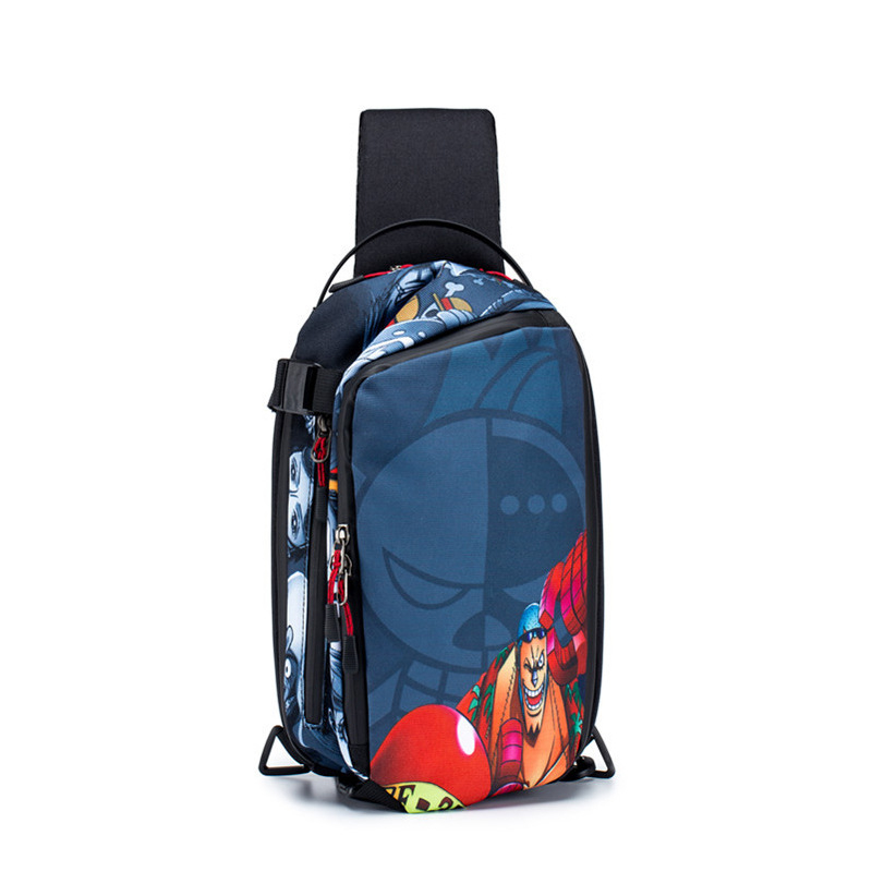 Férfi mellkas táska, vízálló, 8 hüvelykes laptop rekesz, poliészter, anime minta, Fagers