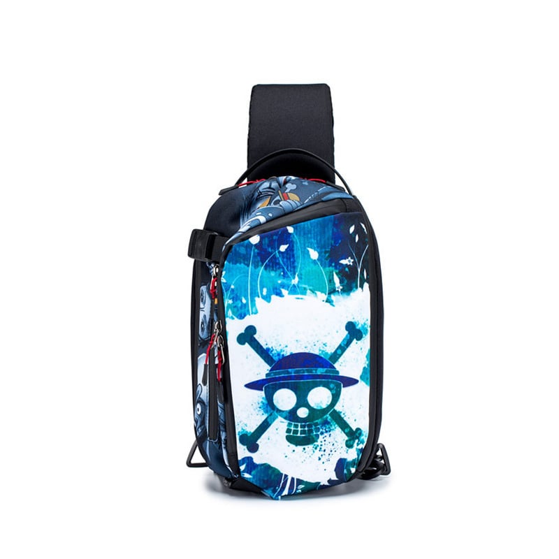 Férfi mellkas táska, vízálló, 8 hüvelykes laptop rekesz, poliészter, anime minta, Fagers