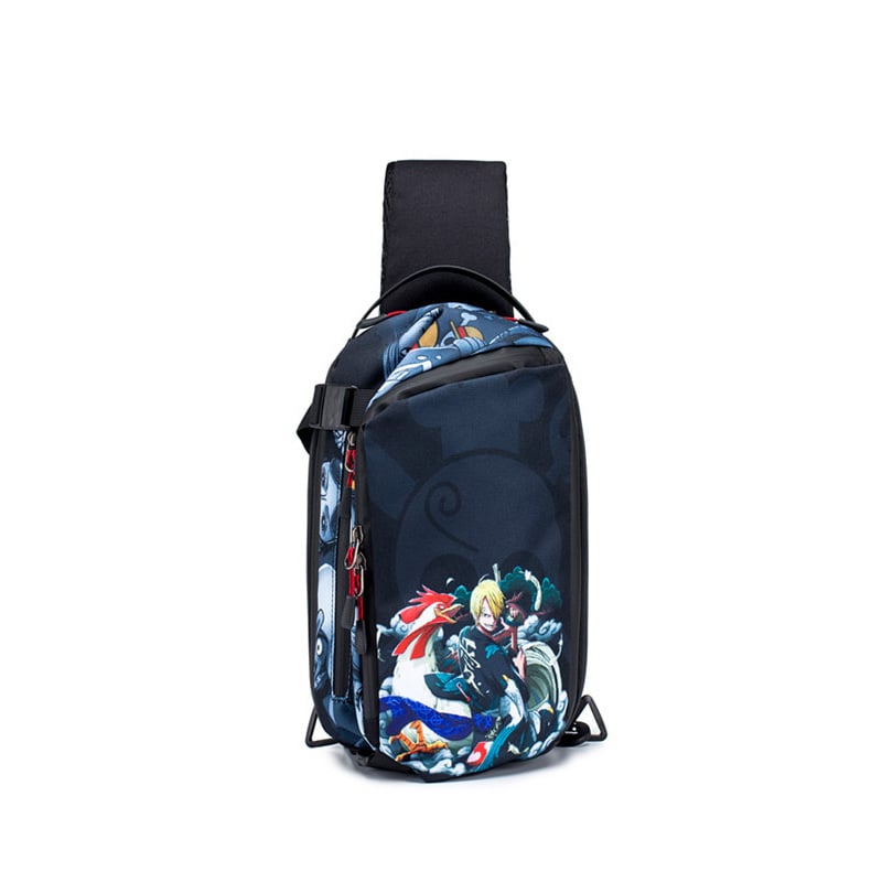 Férfi mellkas táska, vízálló, 8 hüvelykes laptop rekesz, poliészter, anime minta, Fagers