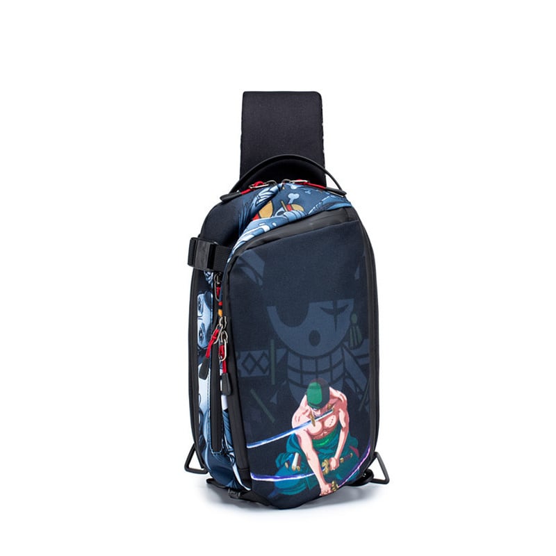 Férfi mellkas táska, vízálló, 8 hüvelykes laptop rekesz, poliészter, anime minta, Fagers