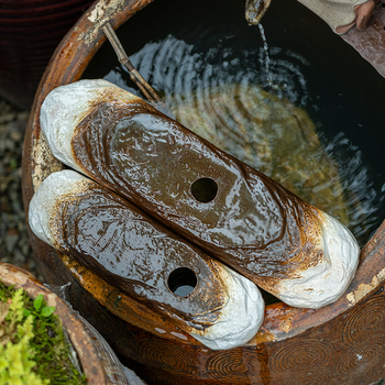 Κεραμικό διακοσμητικό αγγείο με ροή νερού για ενυδρείο, γλασαρισμένη επιφάνεια, χειροποίητο, κλασικό στυλ, κυκλοφορία και οξυγονισμός