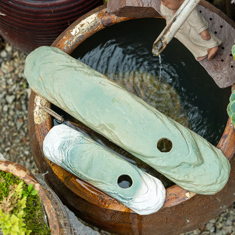 Κεραμικό διακοσμητικό αγγείο με ροή νερού για ενυδρείο, γλασαρισμένη επιφάνεια, χειροποίητο, κλασικό στυλ, κυκλοφορία και οξυγονισμός