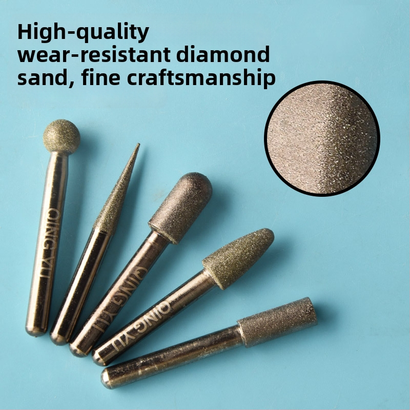 Diamantová brúsna hlava pre keramické obklady a gravírovanie jade, elektrická brúska z emery zliatiny, jemné zrno
