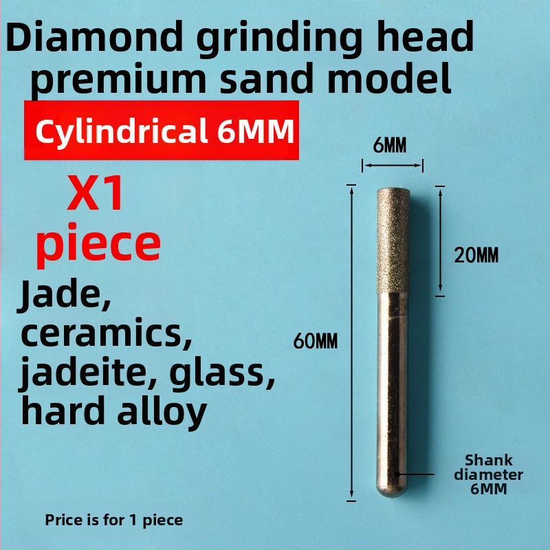 Diamantová brúsna hlava pre keramické obklady a gravírovanie jade, elektrická brúska z emery zliatiny, jemné zrno