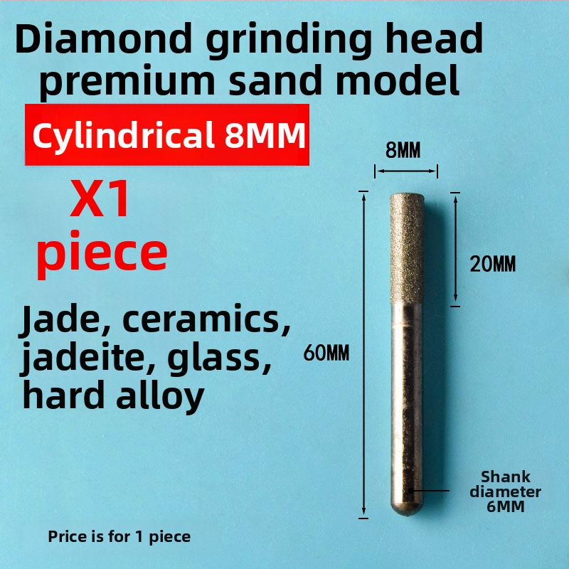 Diamantová brúsna hlava pre keramické obklady a gravírovanie jade, elektrická brúska z emery zliatiny, jemné zrno